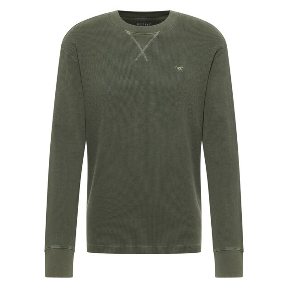 Men’s Green Thermal Long Sleeve Crewneck Sweatshirt